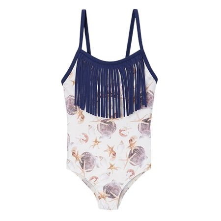 Navy fringe girls swimwear