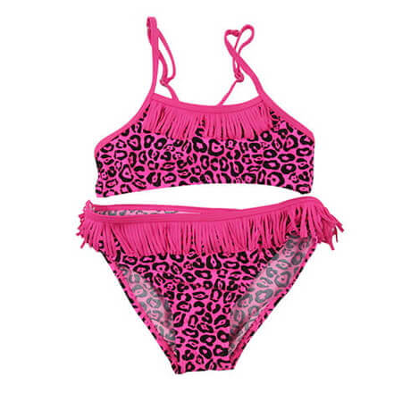 Pink fringe girls bikini swimwear