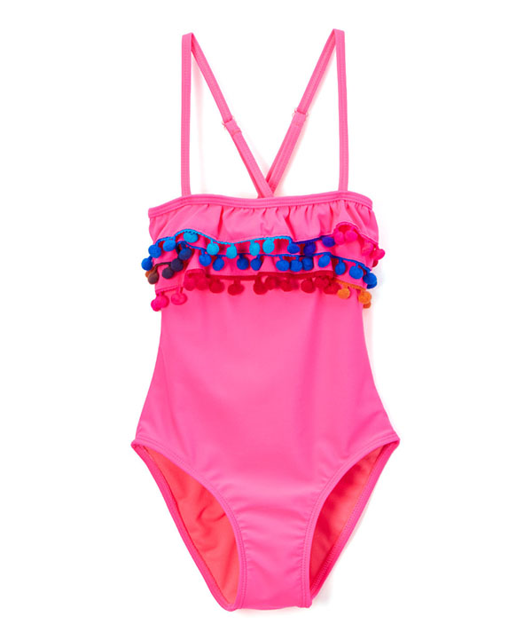 Pompon girls one piece swimsuits