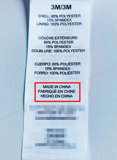 MADE IN CHINA is printed On the Carelabel