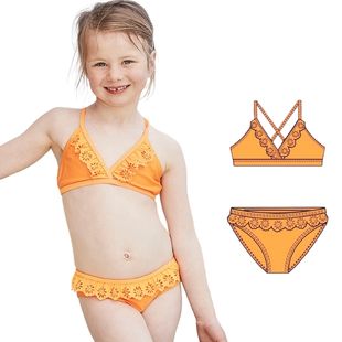 Girls Cute Bikini Ruffles Custom Swimwear