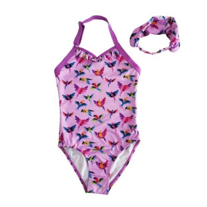 Girls Recycled One Piece Swimwear With Head Band