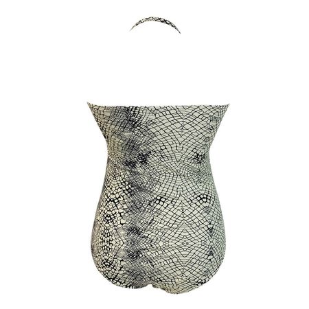 UN009704-Women Snake Print Bandeau Swimsuit