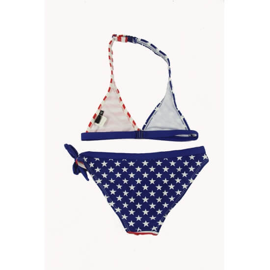 Custom American Flag Triangle Halter Girls Bikini Swimsuits