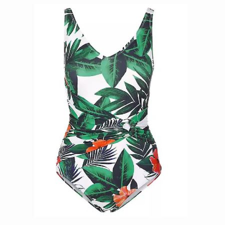 KL008659-Leaf Print Swimsuit