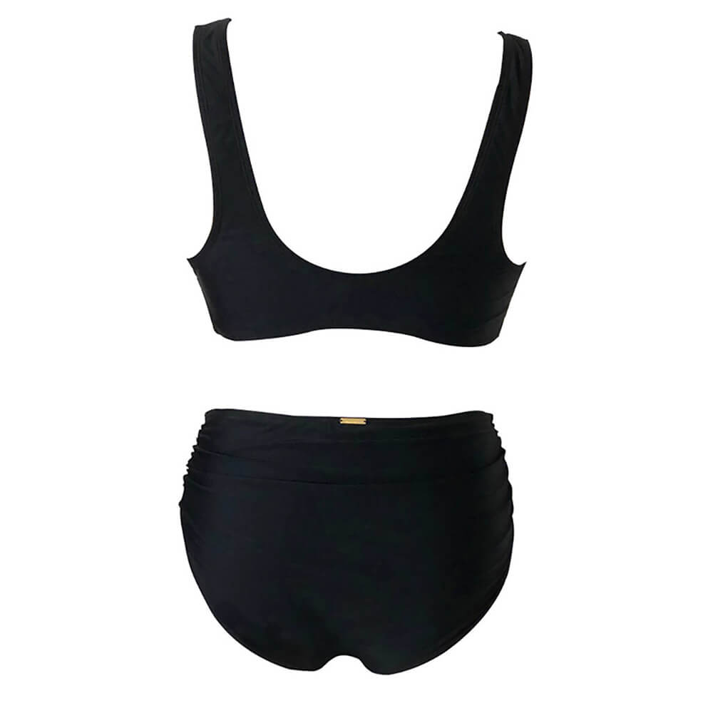 WMBK011-Black High Waisted Bikini Bottoms