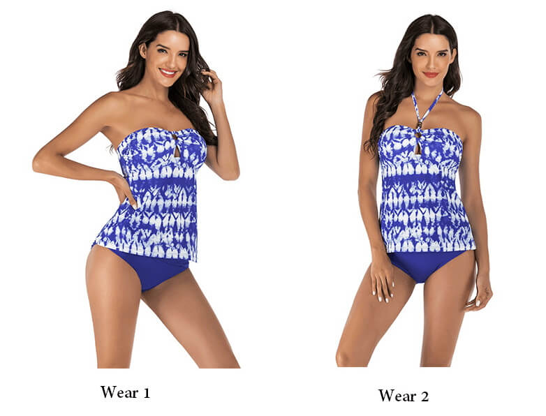 DS17- women tankini set is a swimsuit with tie-dye printing