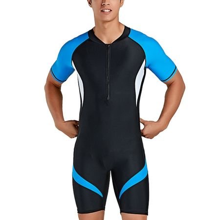 Mens Custom Swimwear Short Sleeves One-piece