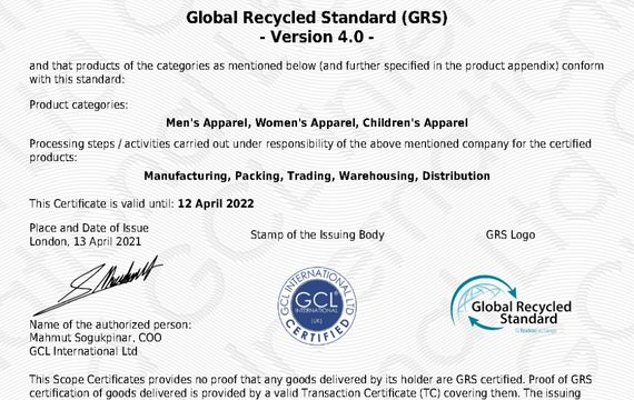 Unijoy-GRS Certificate