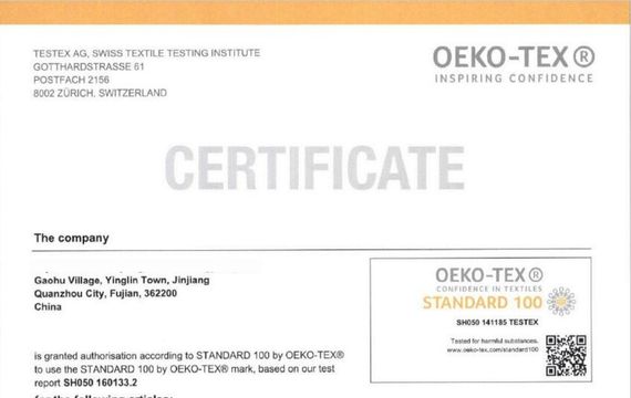 nijoy OEKO-TEX Certificate