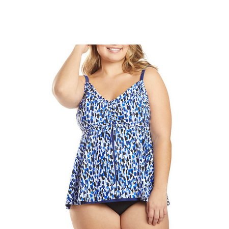 WMPZ006-Plus Size Blouson Swimsuit