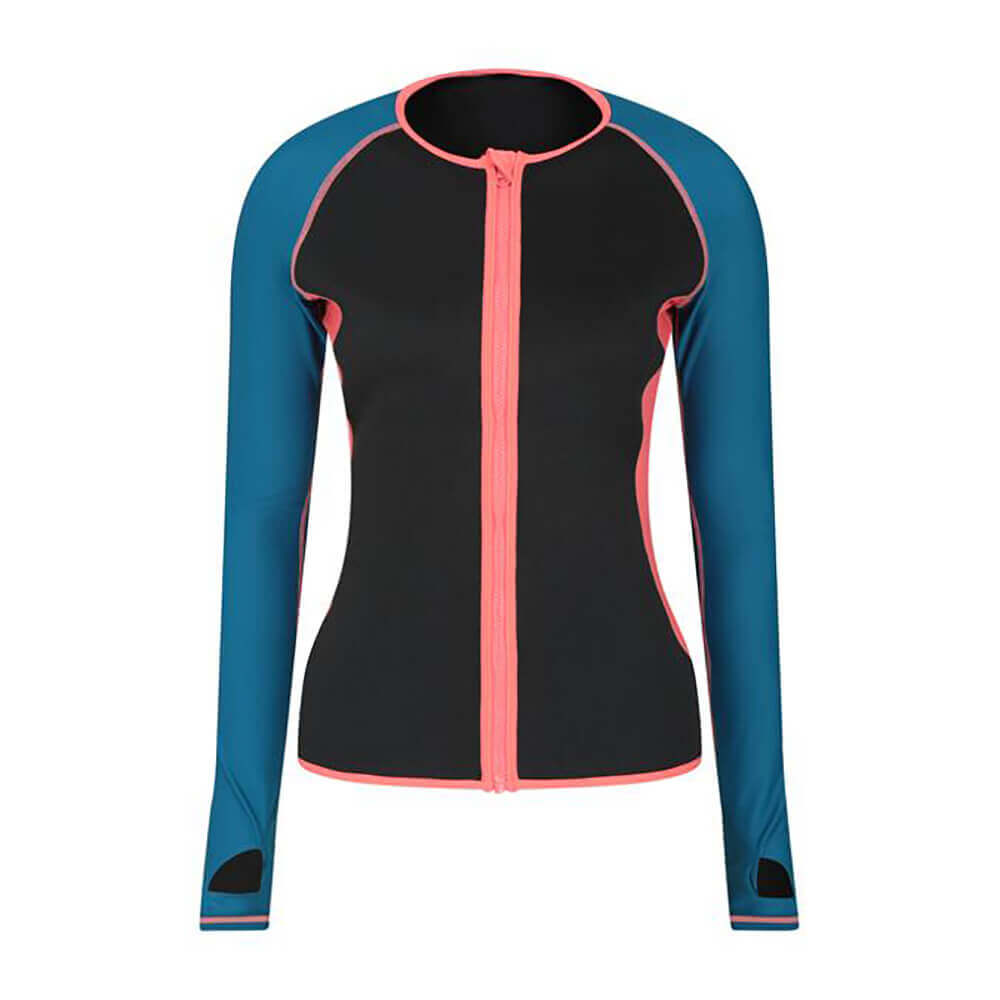 WMRG004-Zip Up Rash Guard Womens