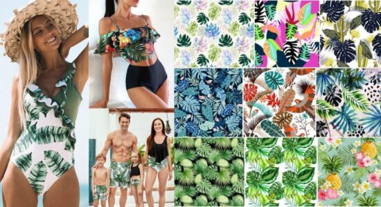 Fabricante de trajes de baño con estampado personalizado de plantas tropicales