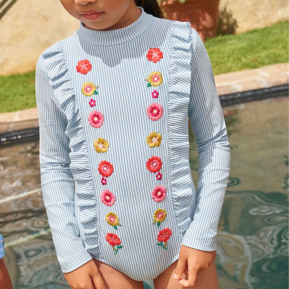UNBD23001-Girls Embroidery Custom Swimsuit