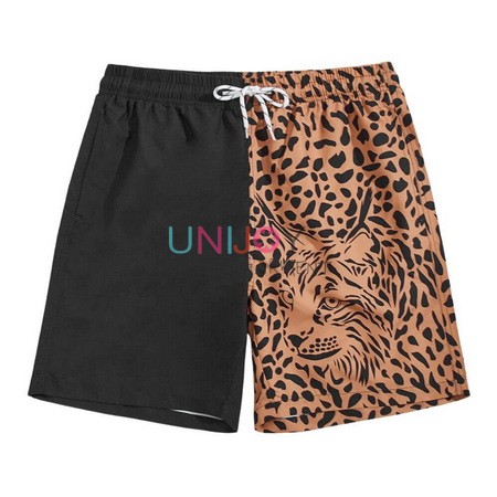 UN2022BS002-Mens Custom Board Shorts with Allover and Solid Mix