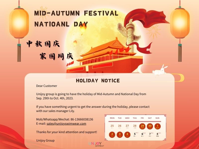 UNIJOY -MID-AUTUMN FESTIVAL AND NATIOANL DAY HOLIDAY NOTICE