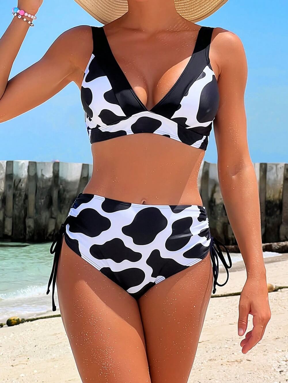 UNBK2022001-Custom Bikini Printing Cow Swimwear