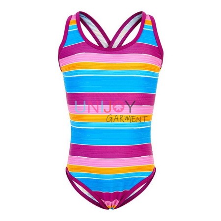 UN104597-Girls Stripes Custom Swimsuit Manufacturing