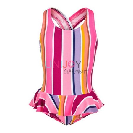 UN720056-Pink Striped Girls Custom Swimwear