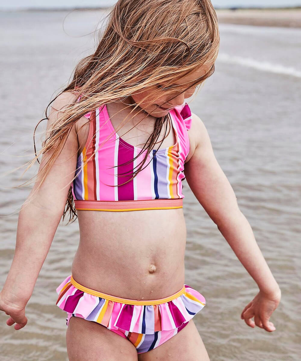 UN720057-Girls Striped Custom Bikini Supplier