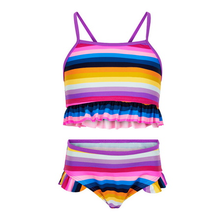UNJ21GB02-Girls Custom Bikini Print Stripes Swimwear