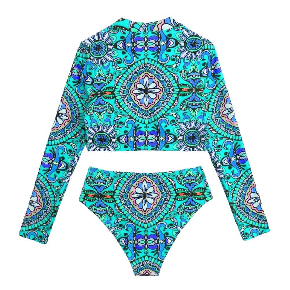 UNRGBK001-Cropped Rash Guard Womens Custom Swimwear