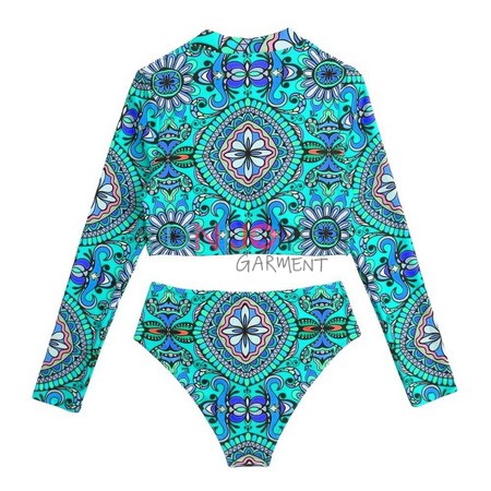 UNRGBK001-Custom Printed Rash Guard Long Sleeve Swimsuit