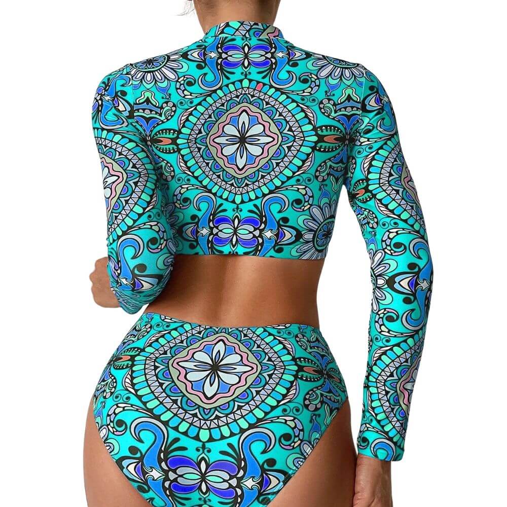 UNRGBK001-Custom Printed Swimwear Cropped Rashguard