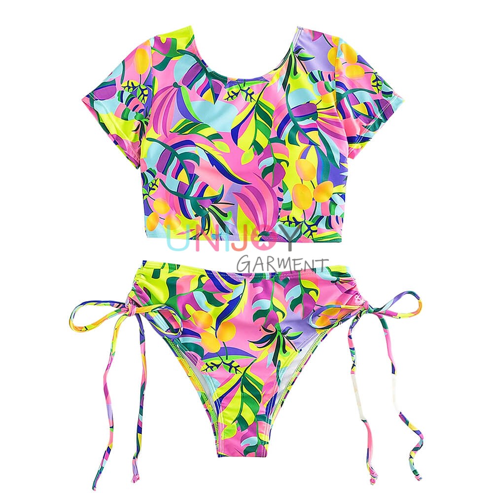 UNRGBK003-Custom Printed Swimwear Short Sleeve Rash Vest