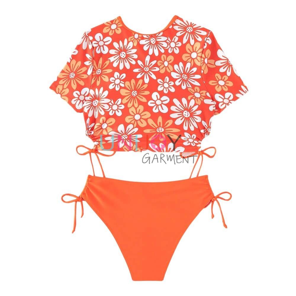 UNRGBK004-Floral Printed Custom Rashguard Swimwear Factory China