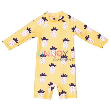 UNGLRG2302-Pineapple Long Sleeve Custom Printed Rashguard Baby Swimsuit Supplier