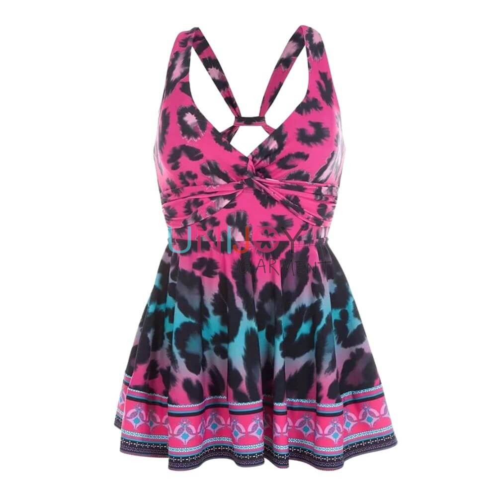 UNWMOP-009852-Animal Print Custom Swimdress Private Label Swimwear