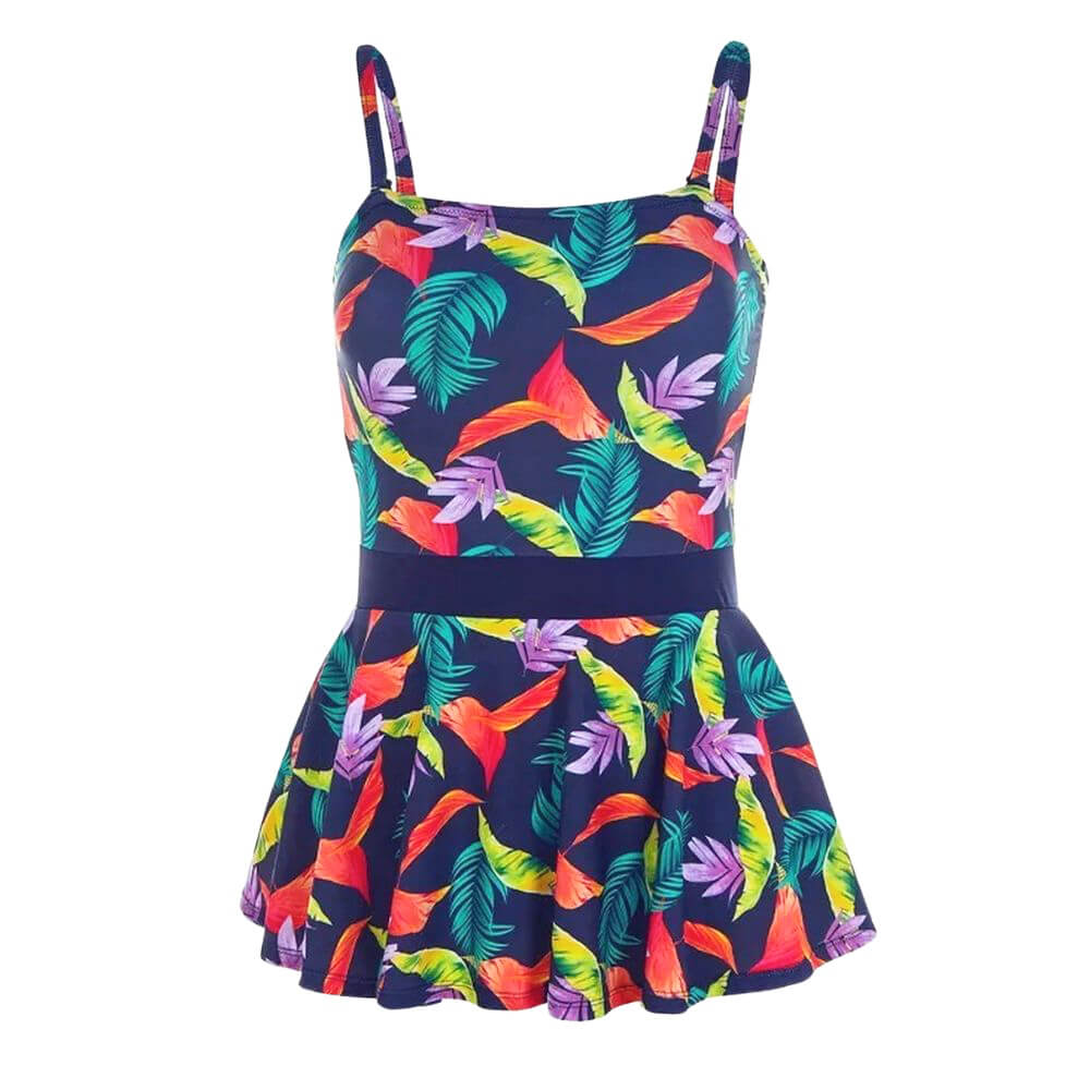 UNWMOP-009854-Vibrant Floral Printed Swimsuits Custom Made Swim Dress