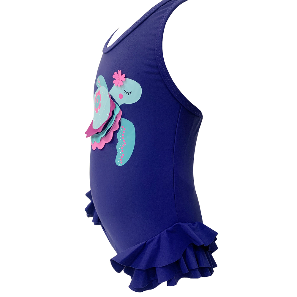UNGLOP001-3D Sea Turtle Applique Girls Custom One-piece Ethically Made Swimwear