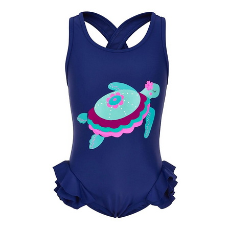 UNGLOP001-3D Sea Turtle Applique Girls Custom Swimsuit Manufacturer