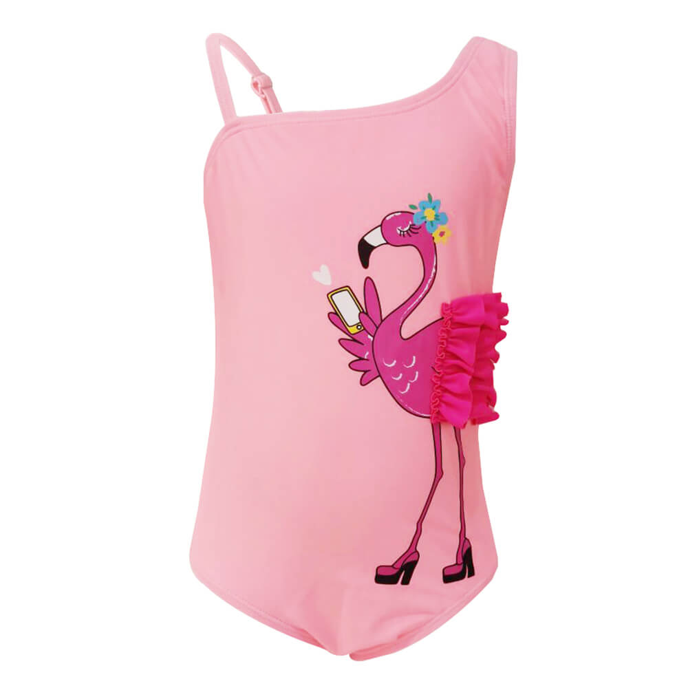 UNGLOP002-3D Flamingo Applique Custom Made Swimming Suits