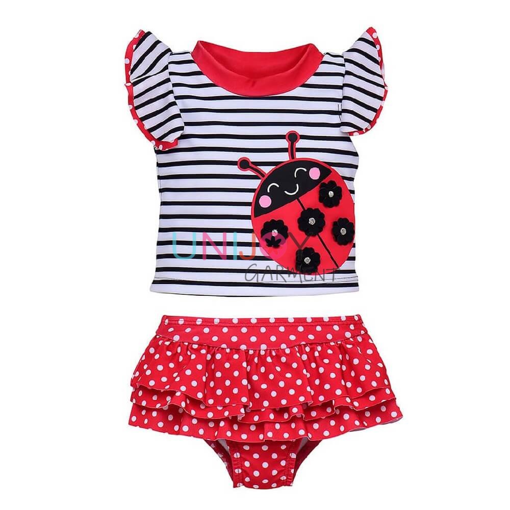 UNGLRG003-3D Ladybug Applique Custom Rashguard Set