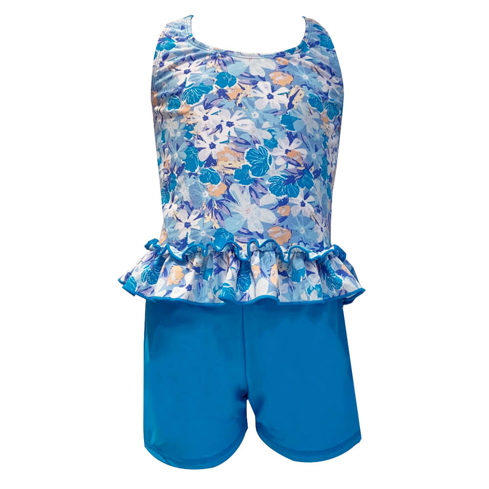UNGLTK002-Floral Custom Print Swimwear Girls Tankini Set
