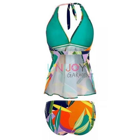 UNTK21-009857-Halter Custom Made Swimsuit Two Pieces Tankini Set