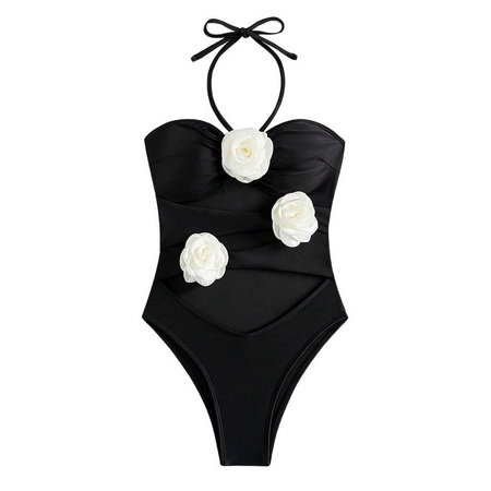 UNWMOP2401-Custom 3D Flower Swimsuit Hollow Out One-piece