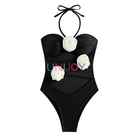 UNWMOP2401-Custom 3D Flower Swimsuit Hollow Out One-piece