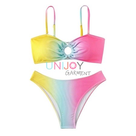 UNWMBK-2401-Colorful Dying Bikini With Ring Custom Rib Swimsuit