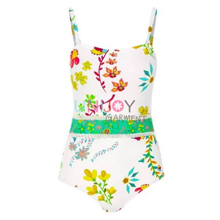 UNWMOP-009785-Floral Printed One-piece Custom Made Swimwear