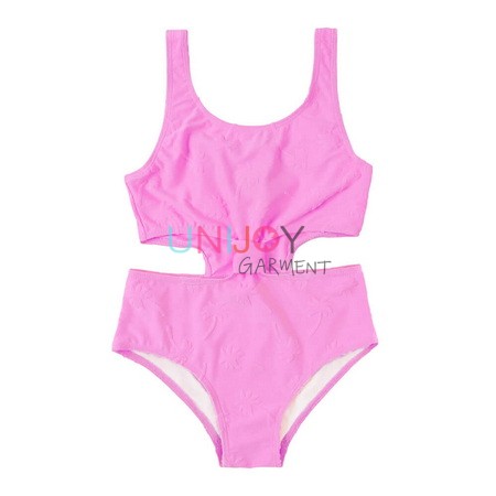UNGLOP-250516-Custom Swimwear Teen Girls One-piece Swimsuit With Side Cut Outs