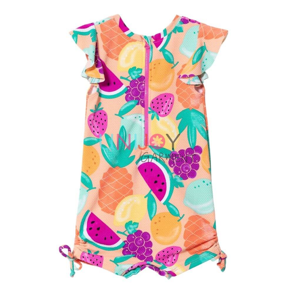 UNGLRG-2505005-Color Fruits Printing Custom One-piece Swimsuit For Girls