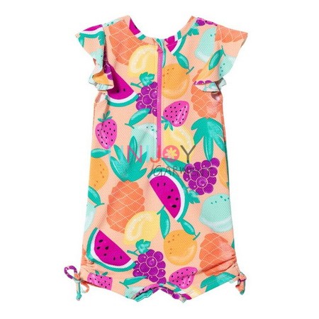 UNGLRG-2505005-Textured Popcorn Fabric Color Fruits Printing Custom One-piece Swimsuit For Girls