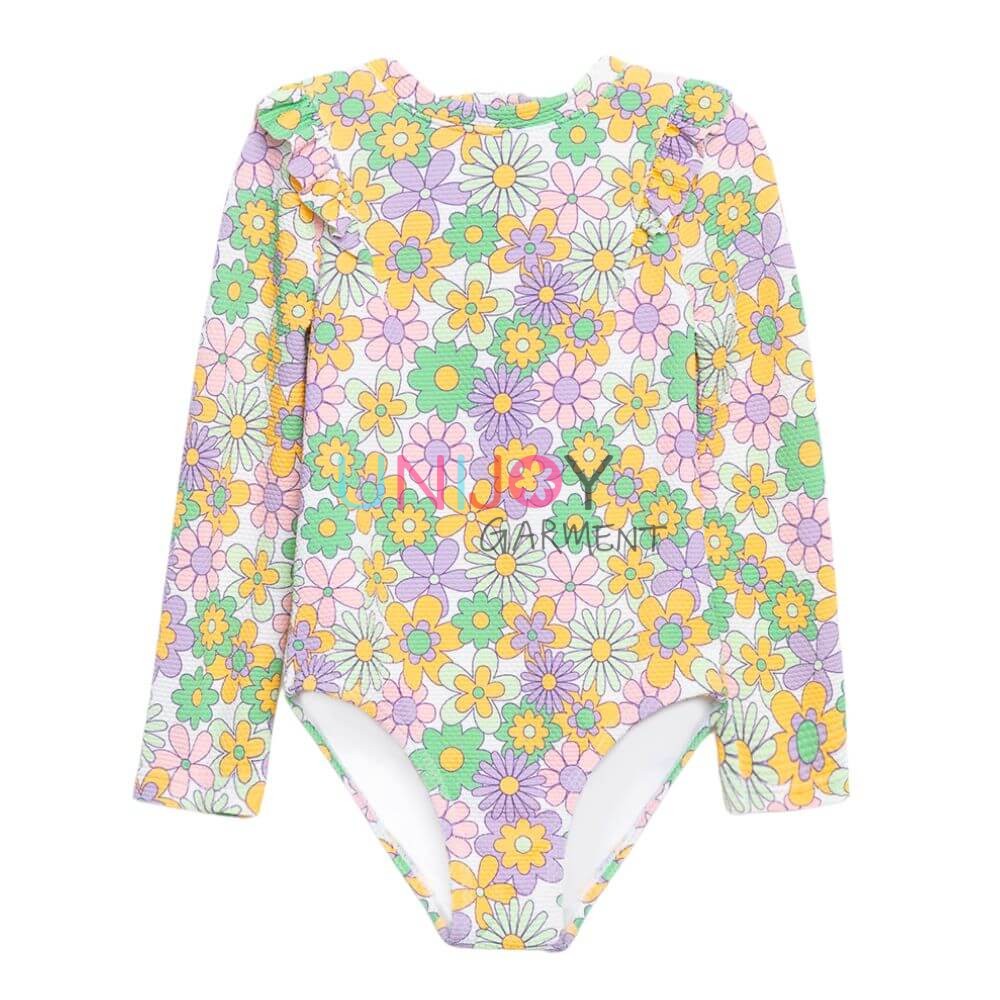 UNGLRG-2505013 - Maillot de bain une pièce à imprimé floral popcorn texturé