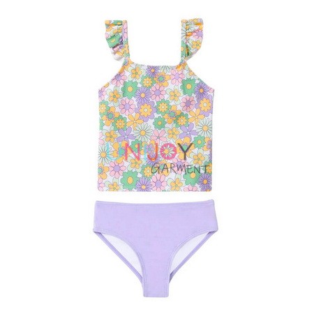 UNGLTK-2505048-Custom Swimsuit Floral Popcorn Textured Ruffles Cute Tankinis For Girls