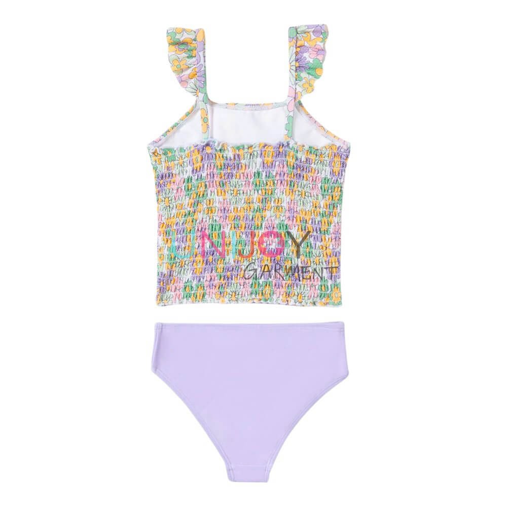 UNGLTK-2505048-Girls Custom Swimsuit Ruffled Shirred Tankinis Bathing Suits