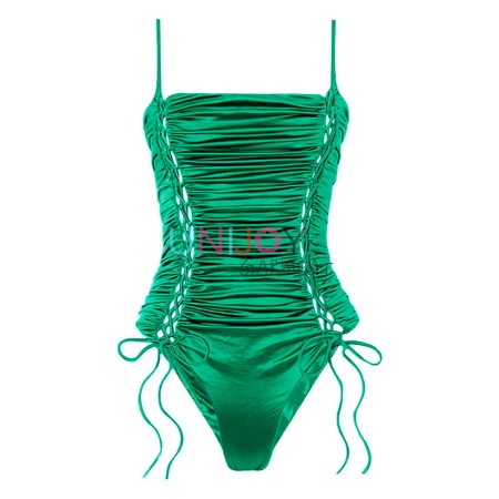 UNWMOP-250501-Maßgefertigter Satin-Badeanzug mit Rüschen